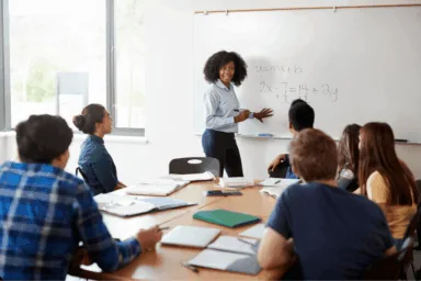 A group of students with their Math tutor