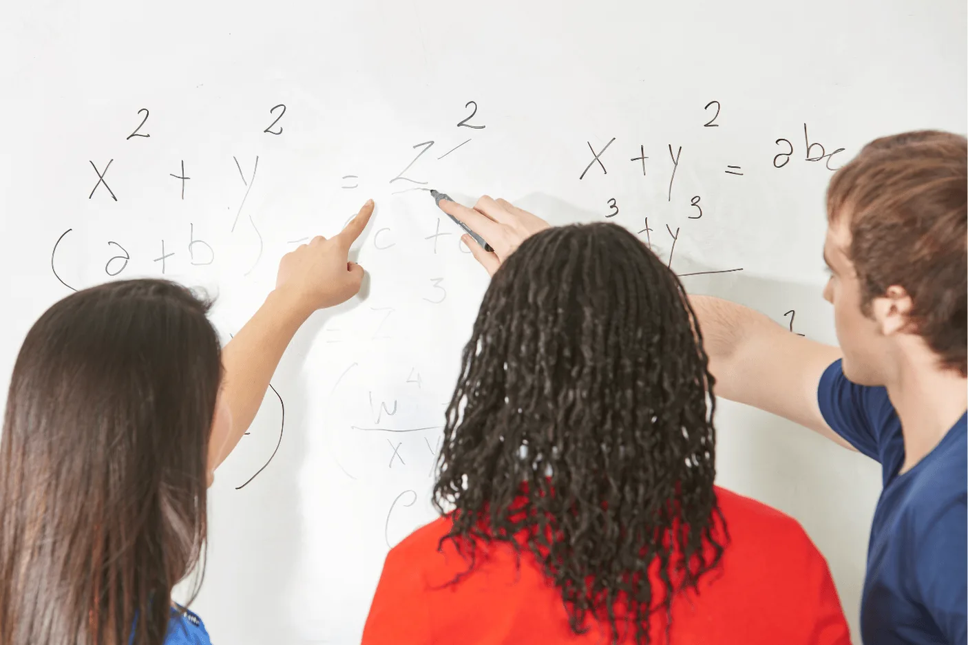 Students solving math problems