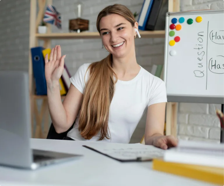 Premier Education tutor teaching an online maths lesson