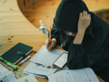 A student studying math