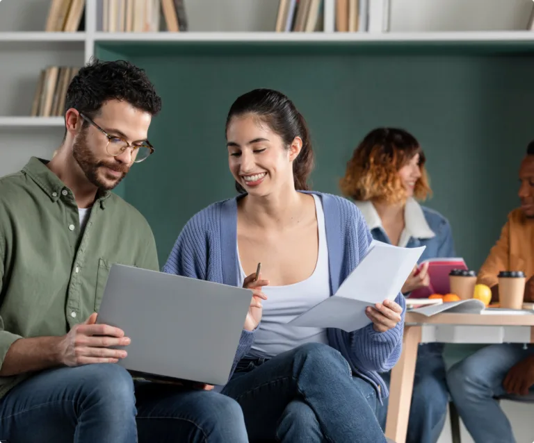 Tutor giving personalised feedback to a student